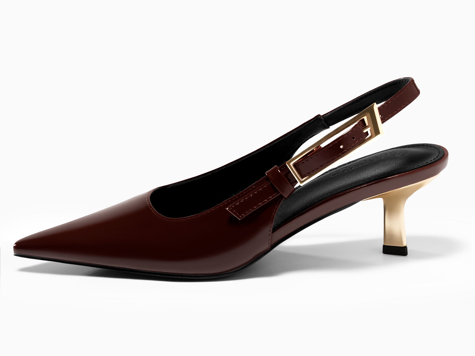 Coutgo Womens Red Brown Slingback Kitten Heels
