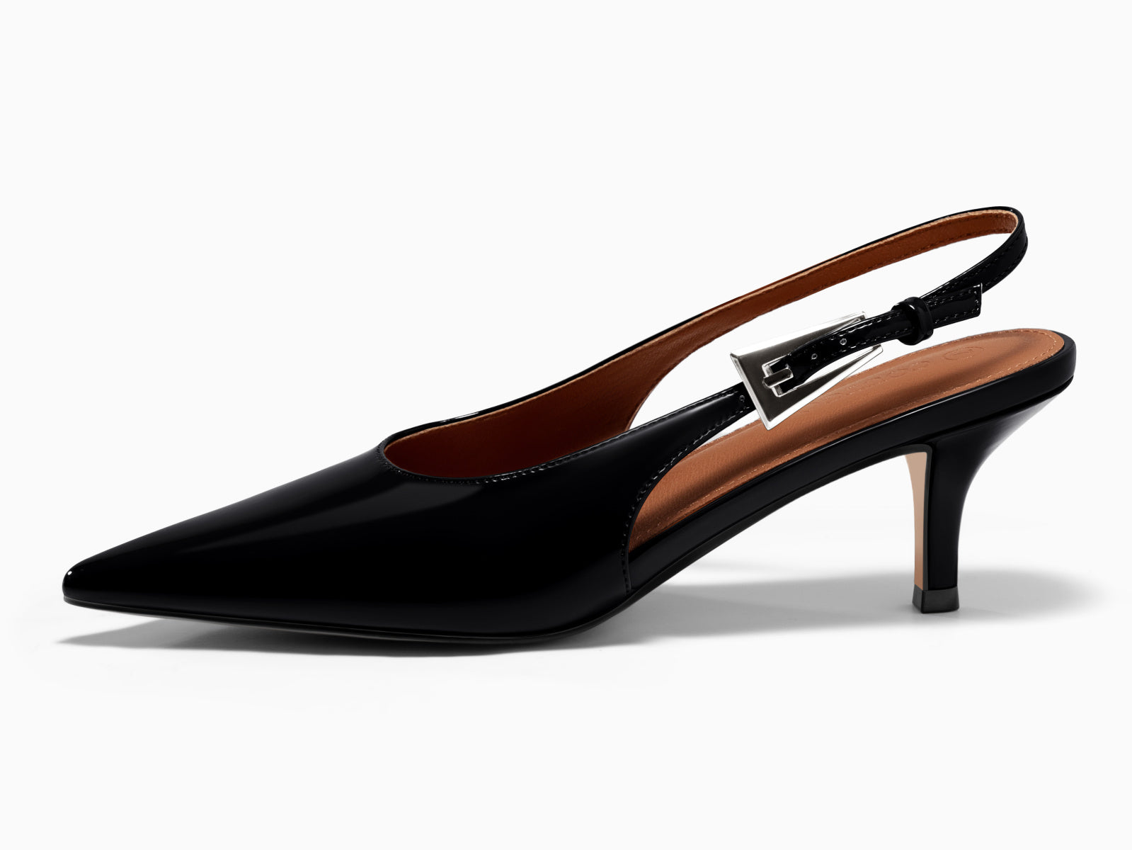Coutgo Womens Black Slingback Kitten Heels