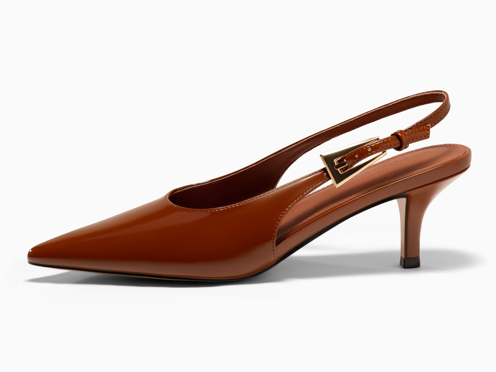 Coutgo Womens Brown Slingback Kitten Heels