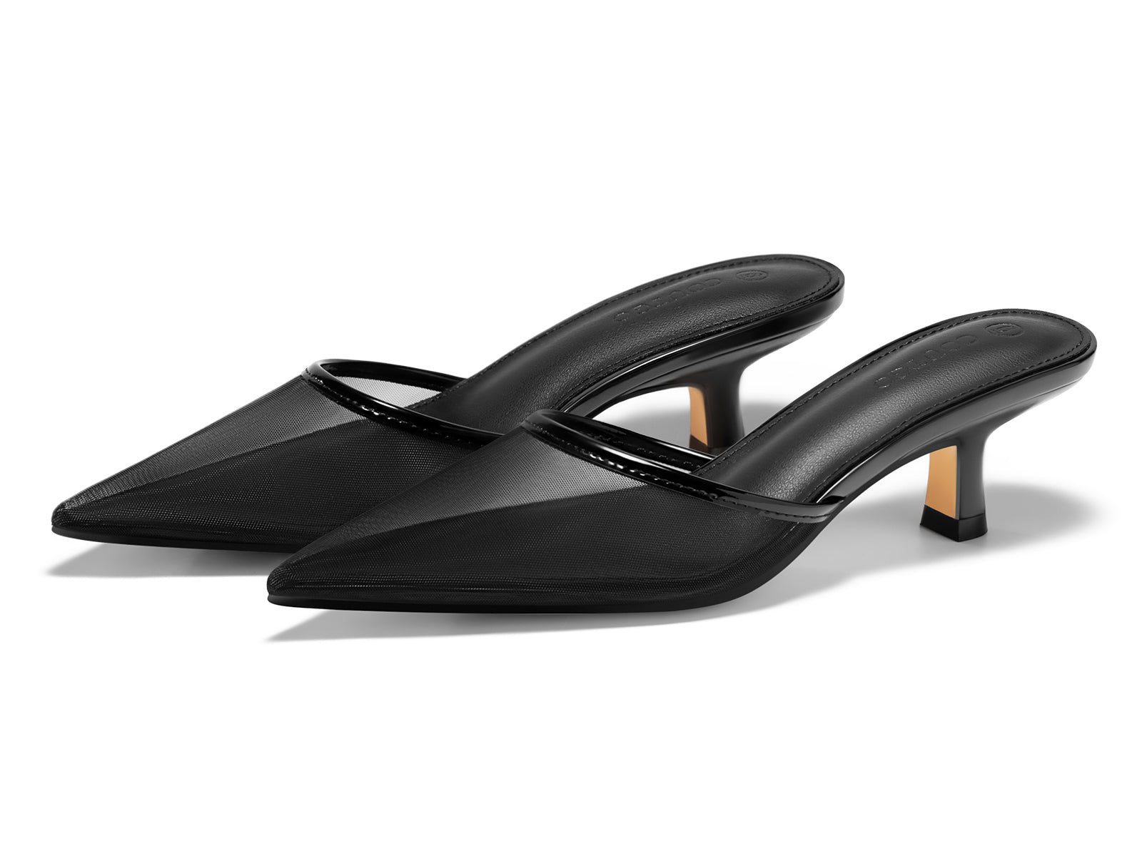 Coutgo Womens Cool Black Kitten Heels