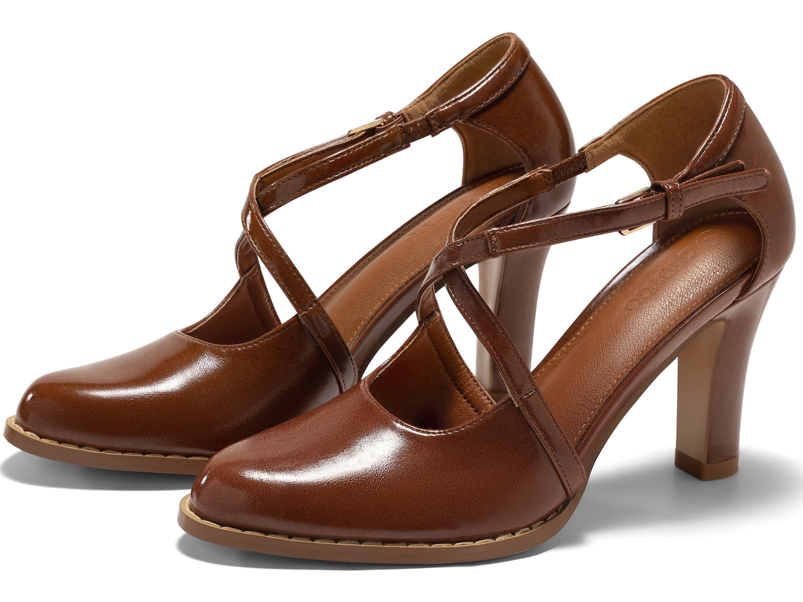 Coutgo Womens Brown Chunky High Heels
