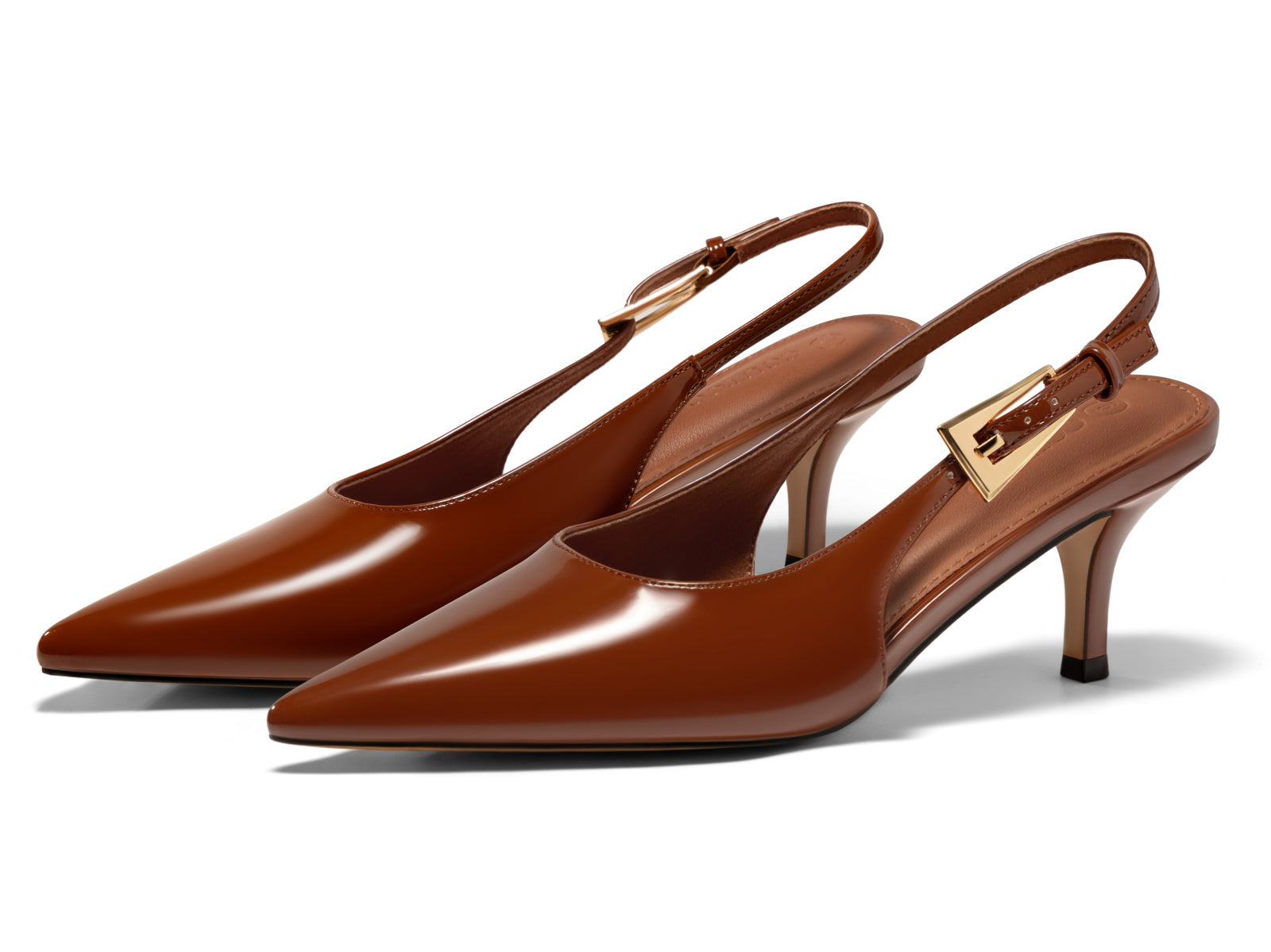 Coutgo Womens Brown Slingback Kitten Heels