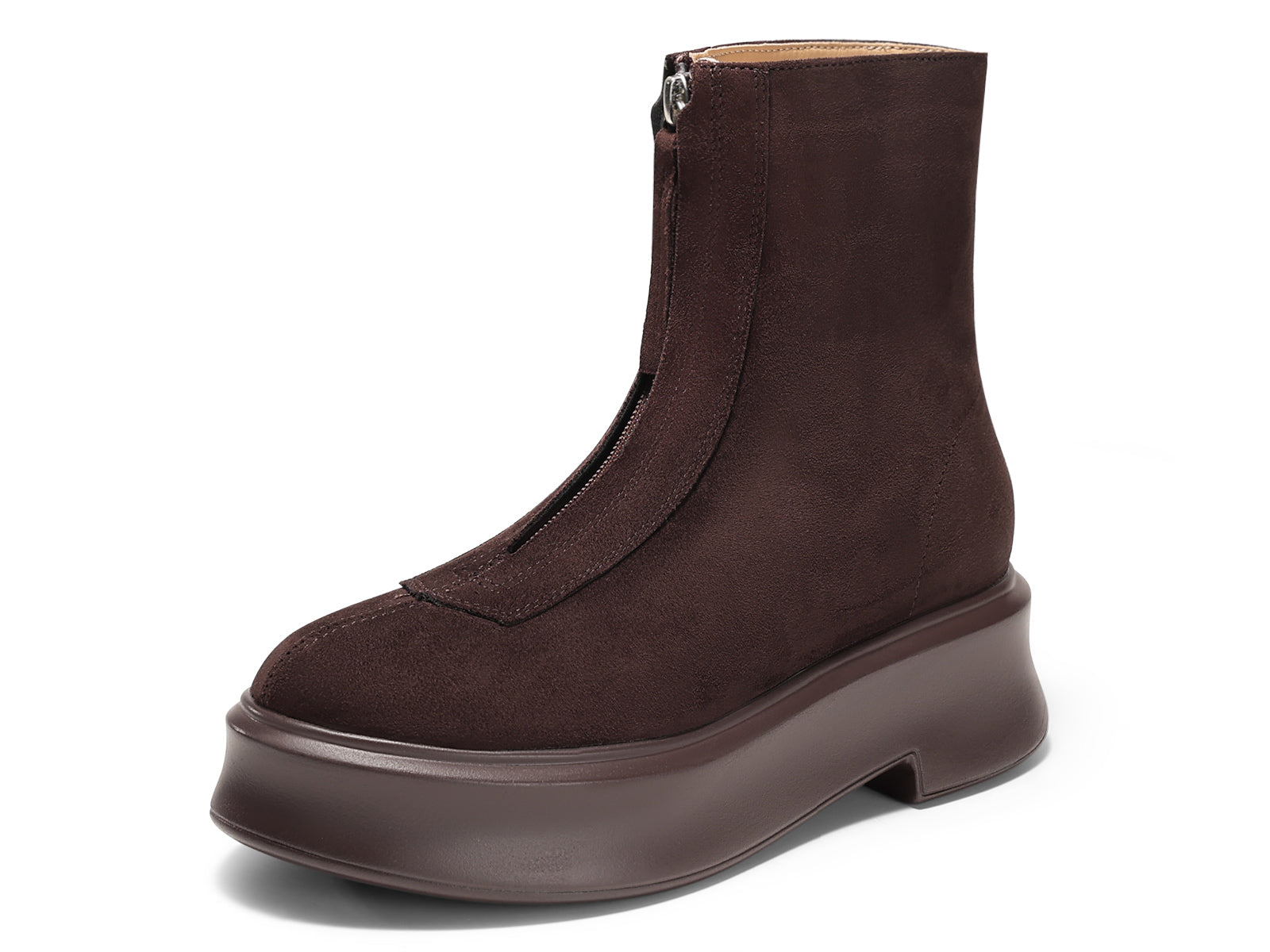 Coutgo Womens Chocolate Platform Ankle Boots