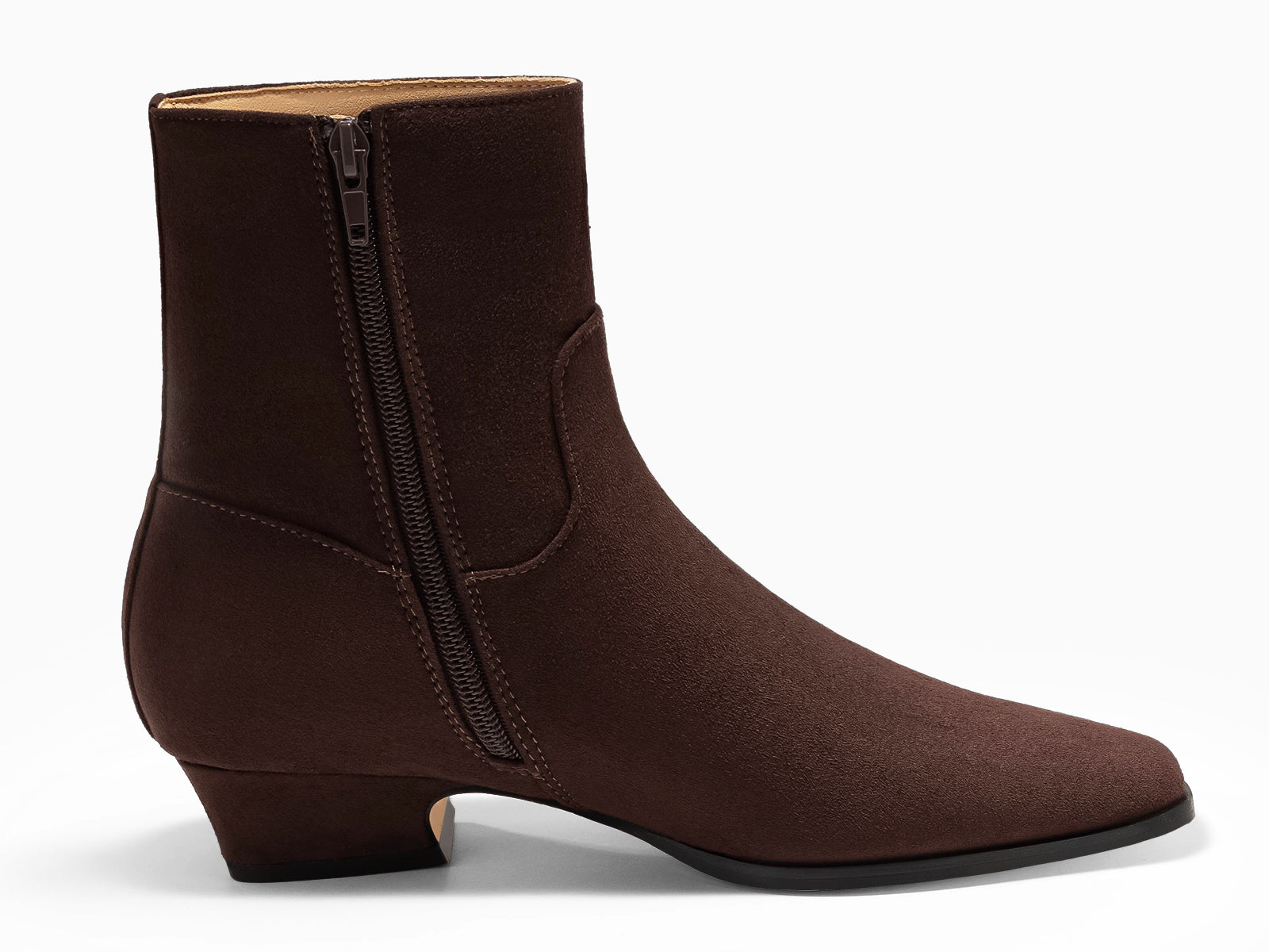 Coutgo Womens Chocolate Low Heel Ankle Boots