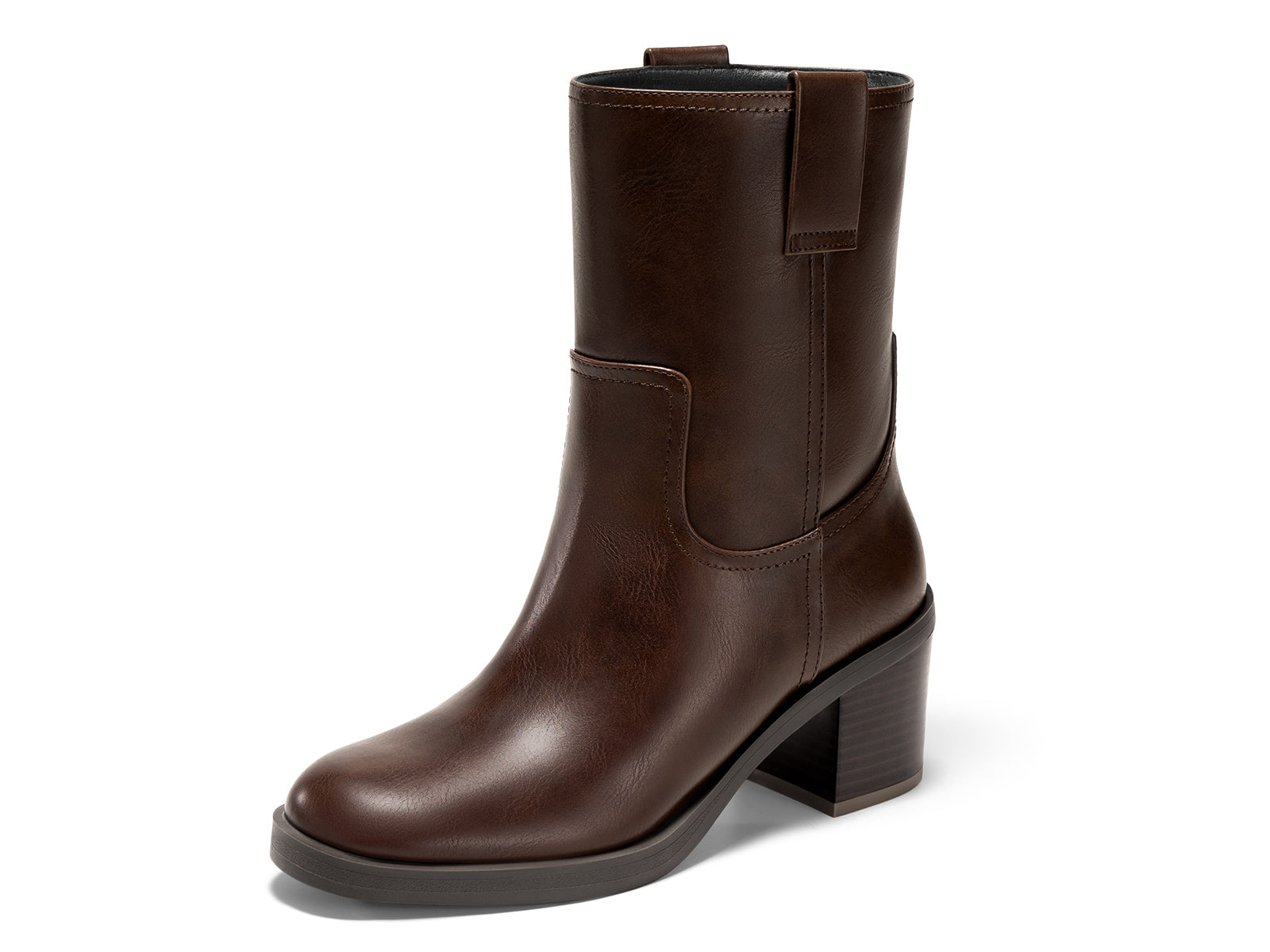 Coutgo Womens Dark Brown Platform Mid Calf Boots