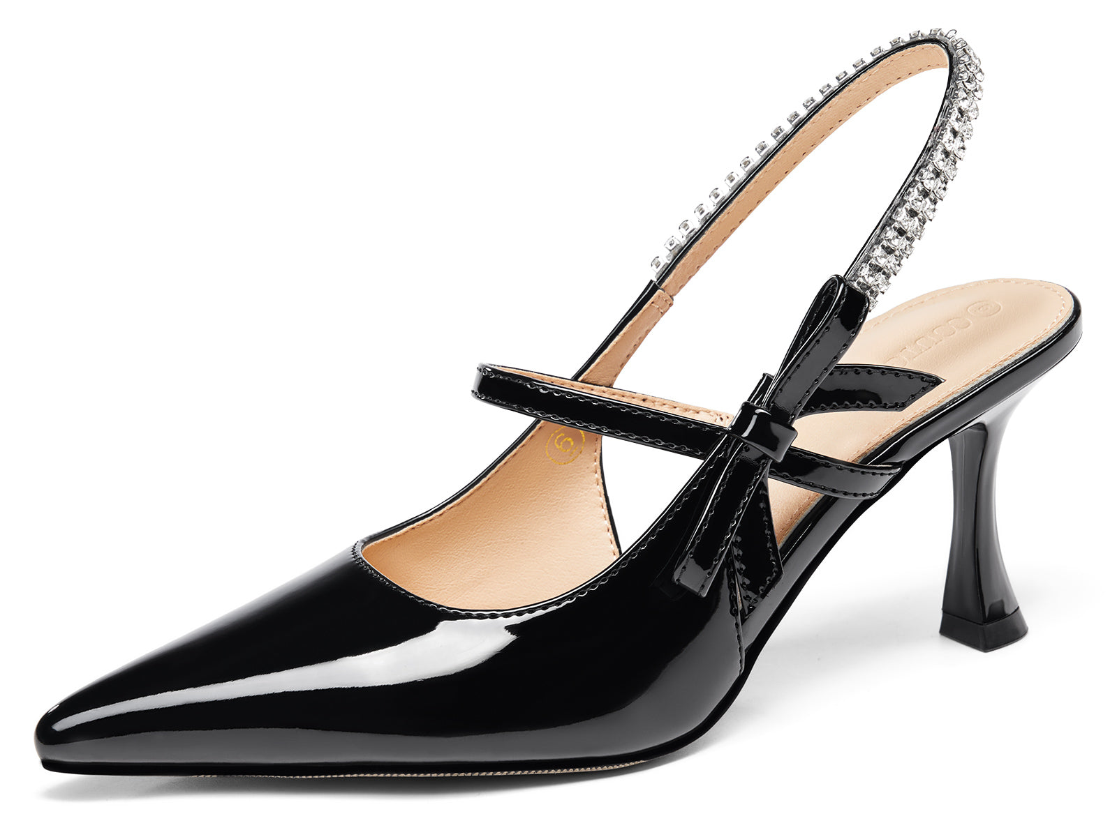 Coutgo Womens Black Slingback Kitten Heels