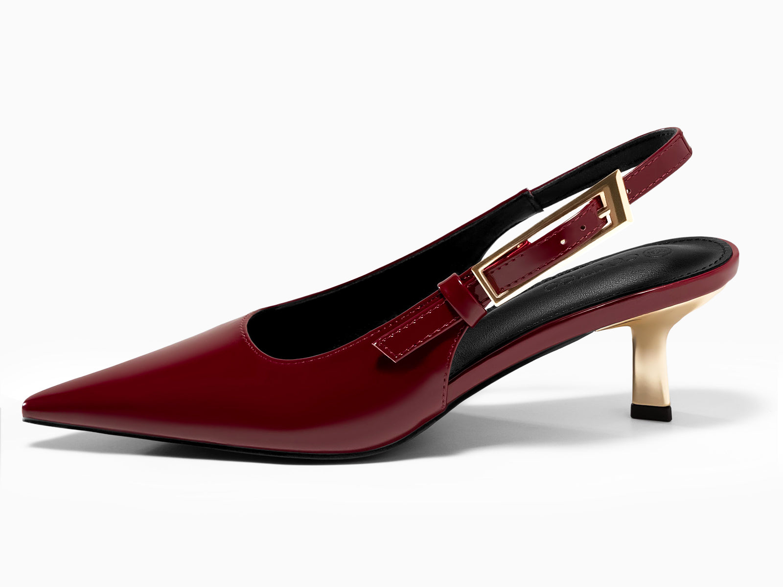 Coutgo Womens Burgundy Slingback Kitten Heels