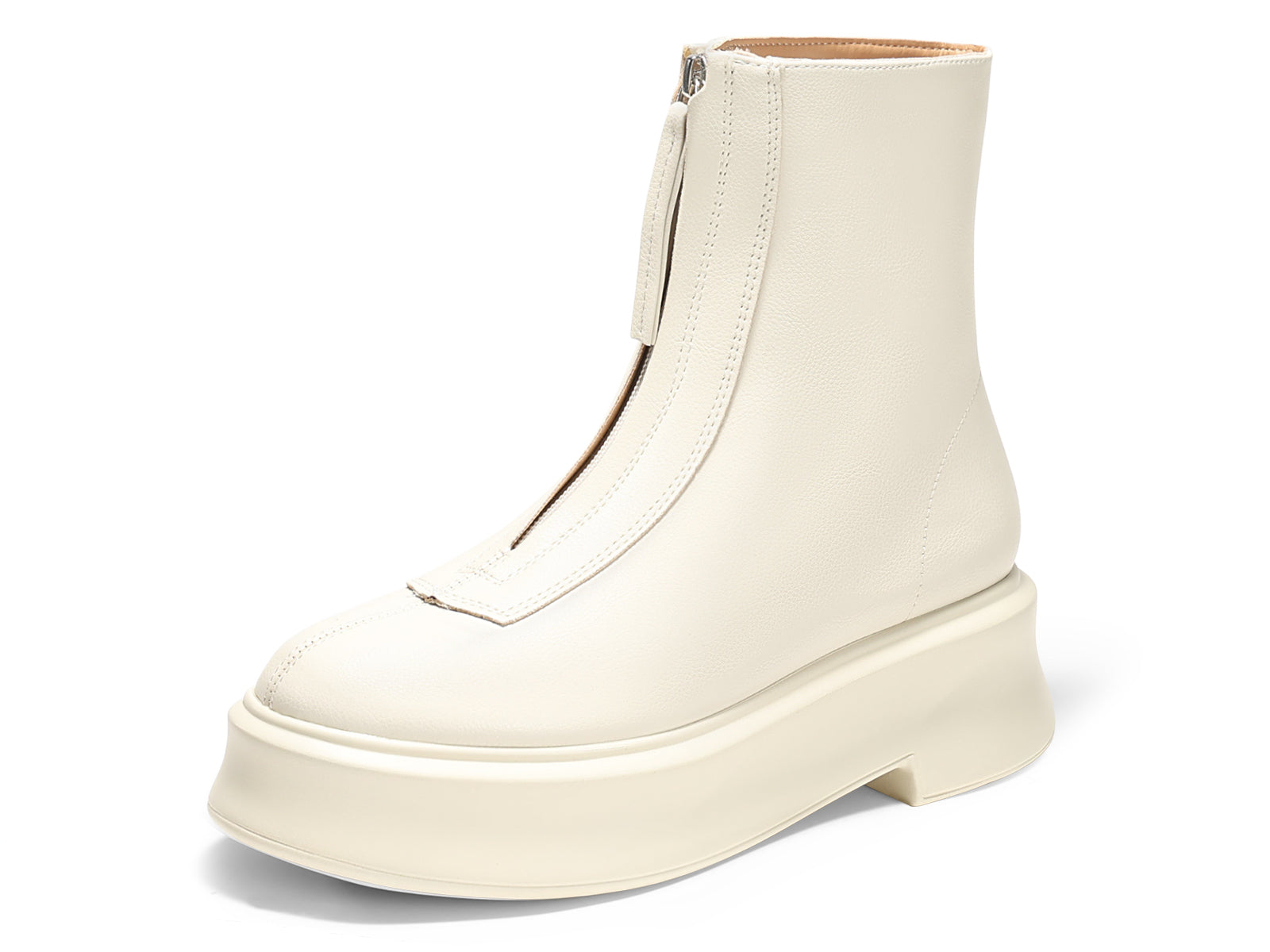 Coutgo Womens Beige Platform Ankle Boots