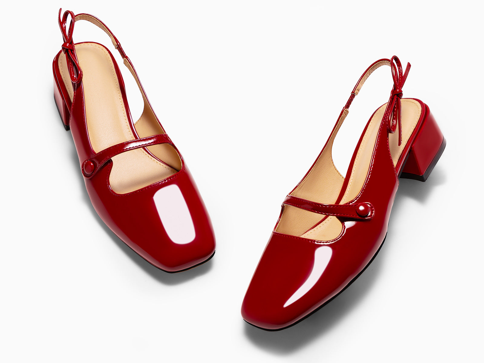 Coutgo Womens Red Mary Jane Shoes