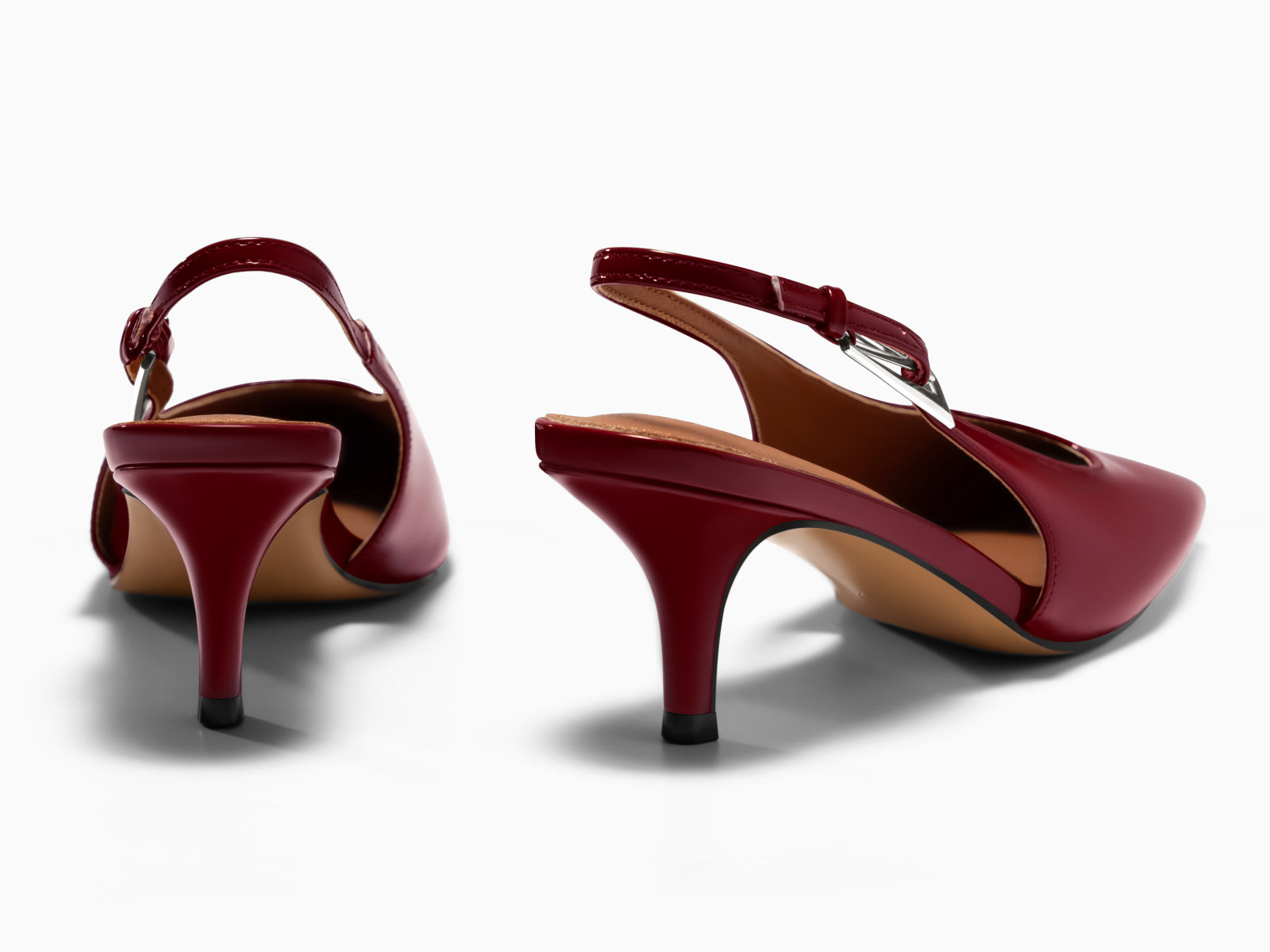 Coutgo Womens Wine Red Slingback Kitten Heels